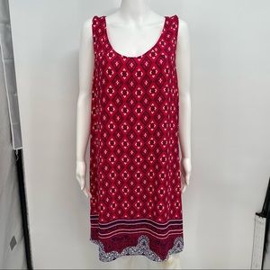 NWT Skies Are Blue Anthropologie Dress Womens XL  Sleeveless Red Floral Diamonds